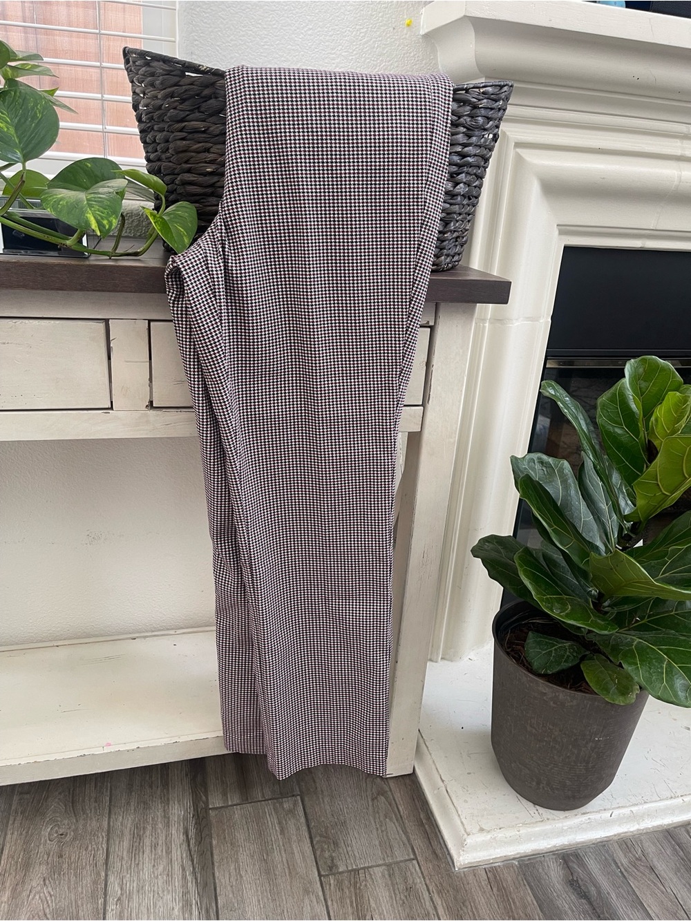 Women's Brown Micro-Check Dress Pants